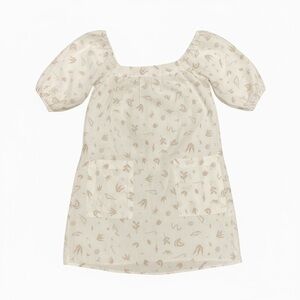 Billabong On The Shore babydoll puff sleeve linen mini dress cotton linen blend